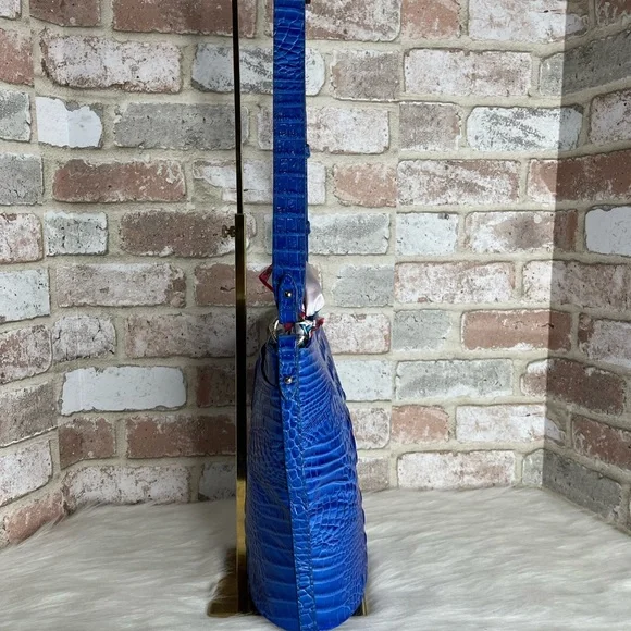 Brahmin Blue Croc-Embossed Shoulder Bag - Picture 8 of 14